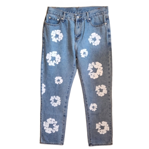 Black Label Denim - BLACK ICON WHITE PEONE FLORAL WOMEN'S JEANS HIGH RISE STRAIGHT LEG SIZE 34 NWOT